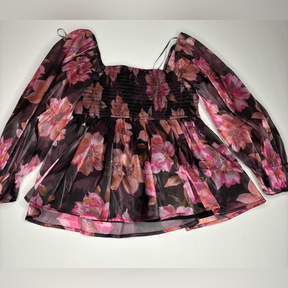 Ladies long sleeve silky top, NWT Small flower print by Thirty/Thirty LA - Picture 6 of 8